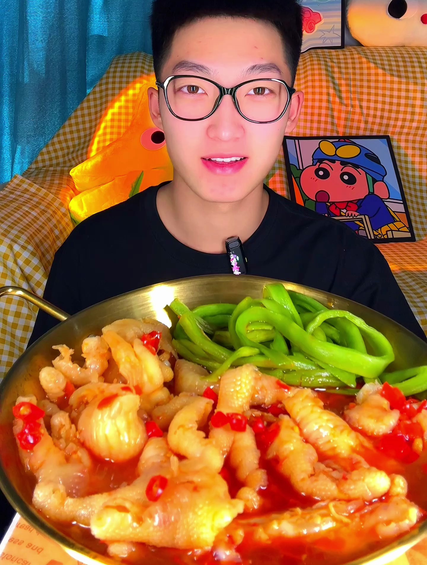 新人吃播第四天,会放鞭炮的贡菜鸡爪