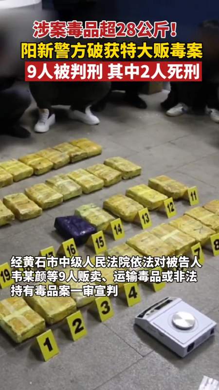 涉案毒品超28公斤阳新警方破获特大贩毒案9人被判刑其中2人死刑
