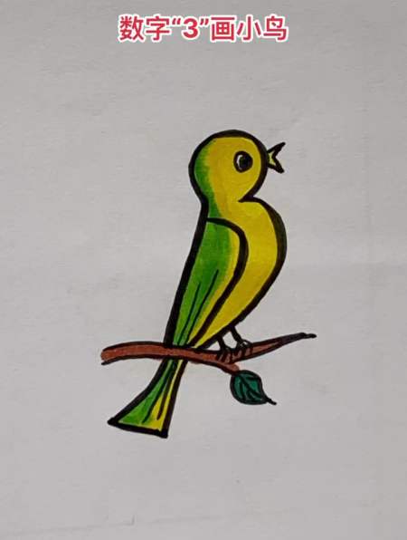 数字"3"画小鸟,简单易学,零基础也可以-度小视