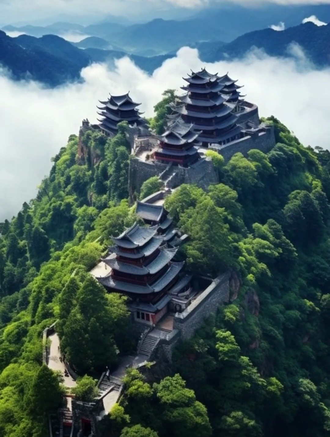 登上山顶看梵净山全景