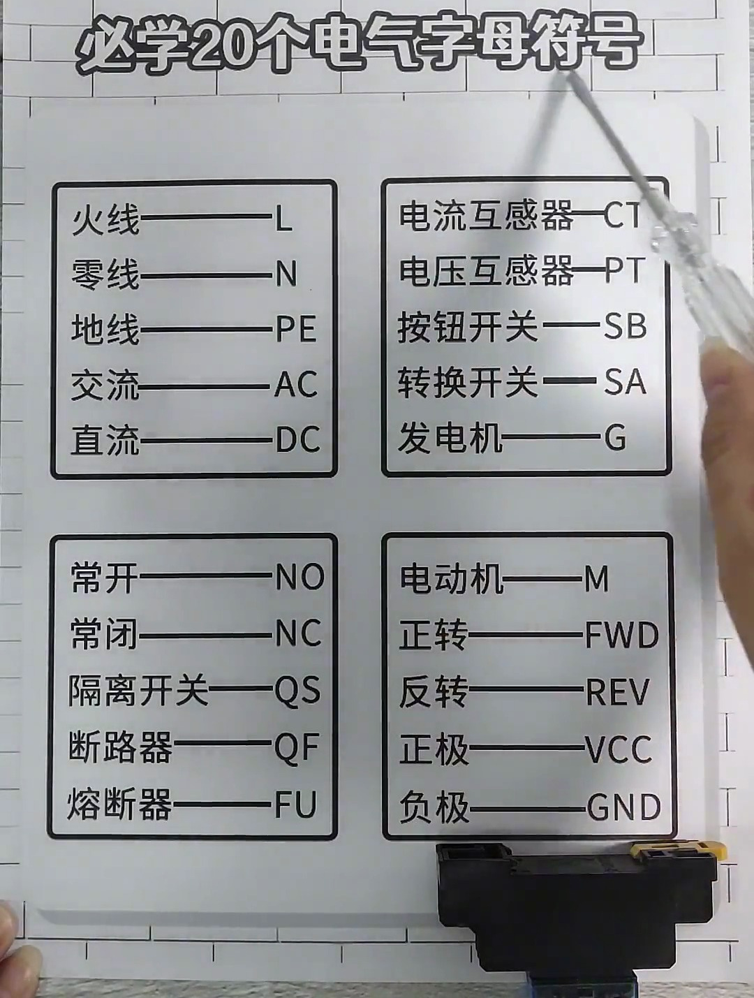 电工必学20个电气字母符号