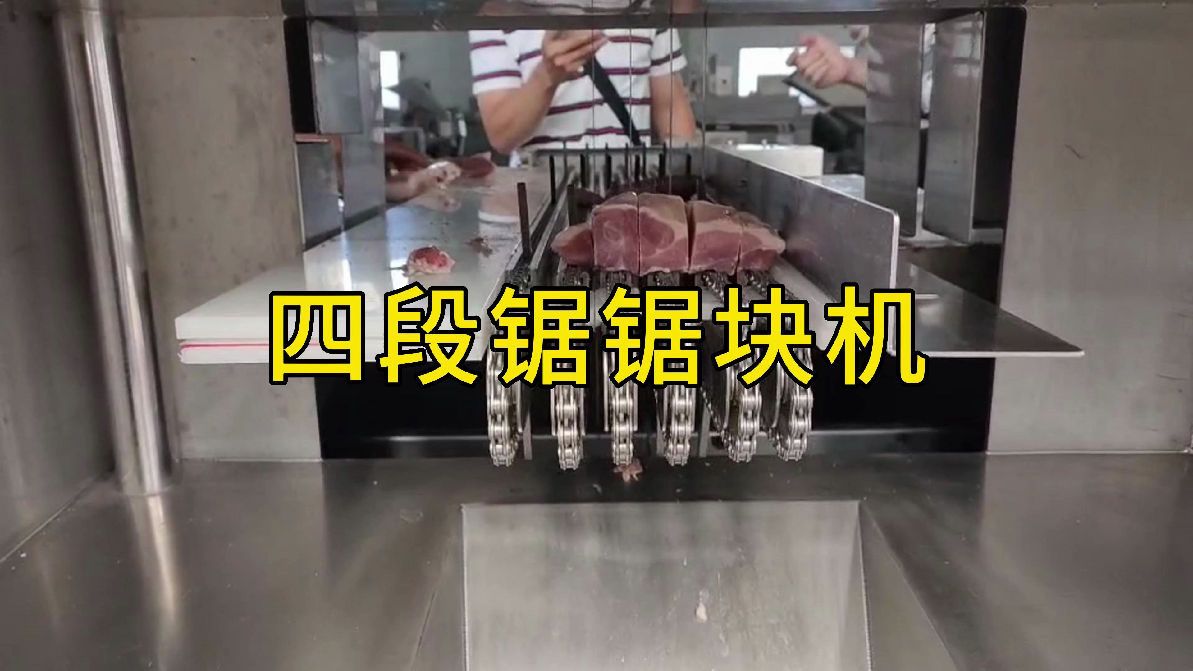 四段锯锯骨机切冻的鸭边腿,一边五冻肉多段锯切块机就是这么厉害