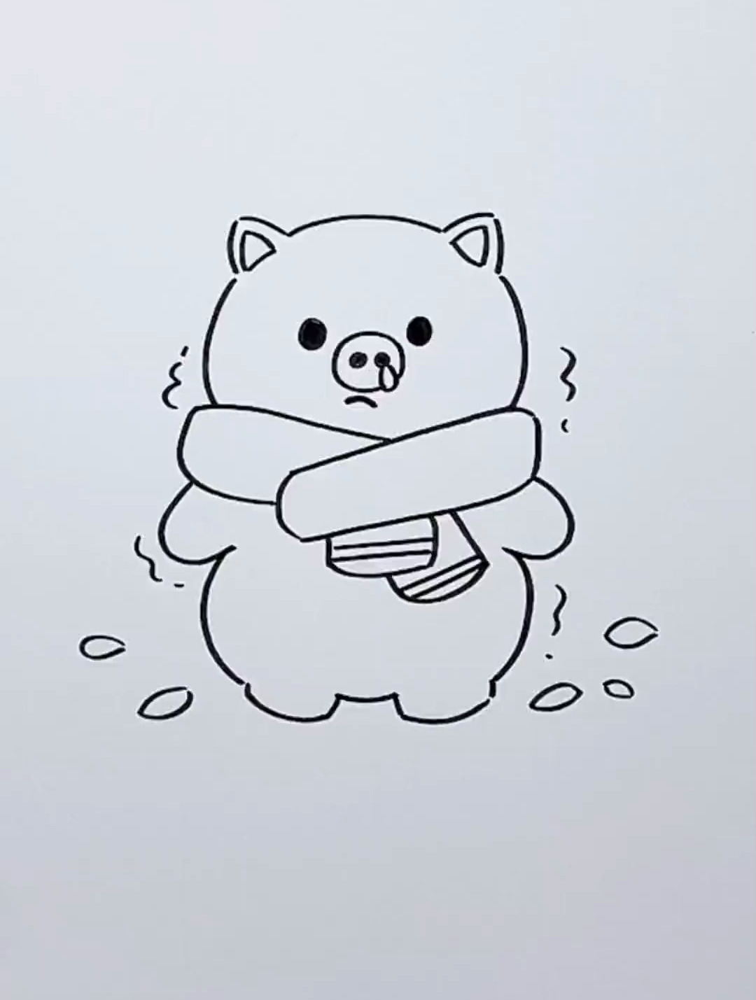 小艺老师教你画冻得瑟瑟发抖的小猪-度小视