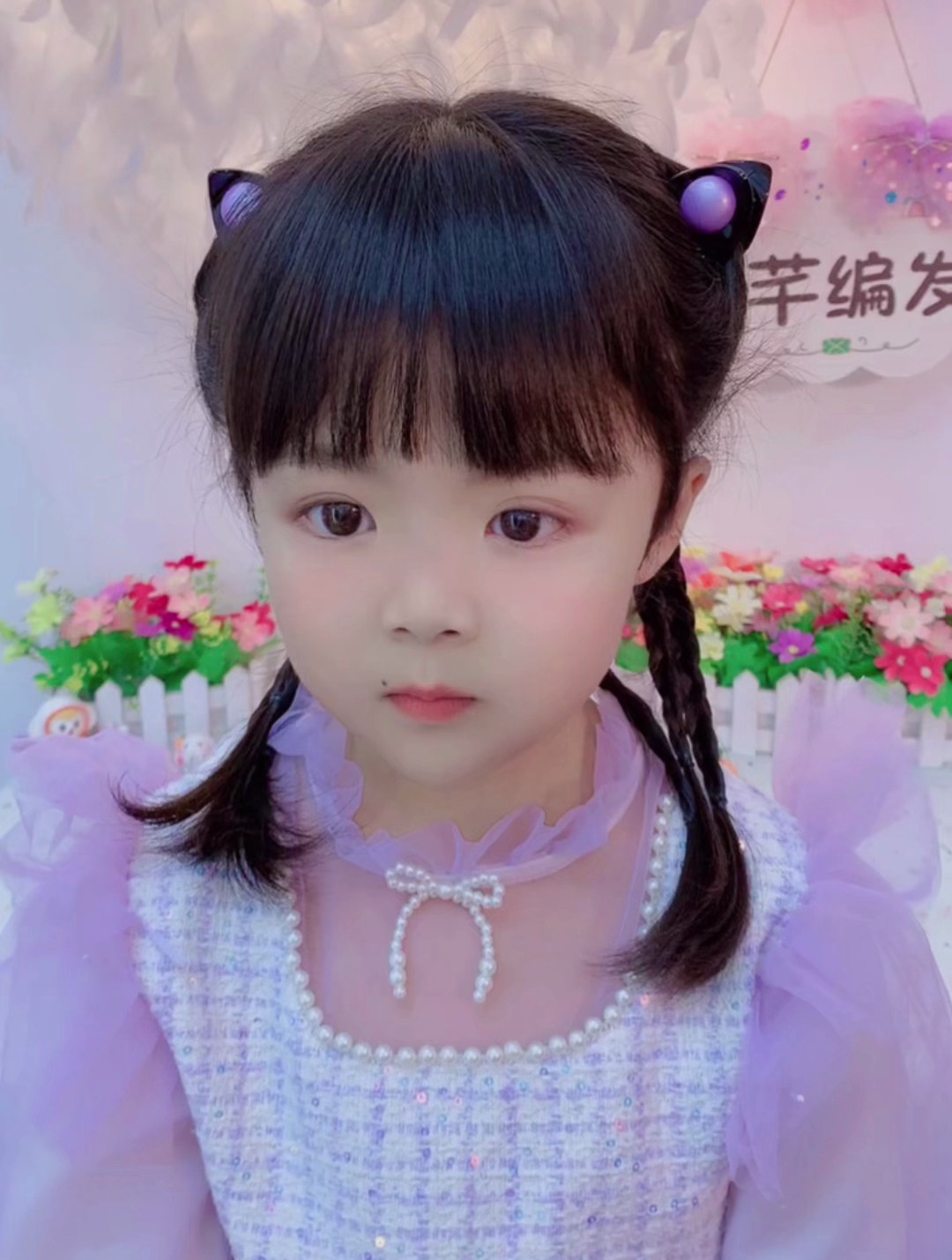 6条3股辫完成一款猫耳朵发型简单易学又好看爸爸姥姥都能学会