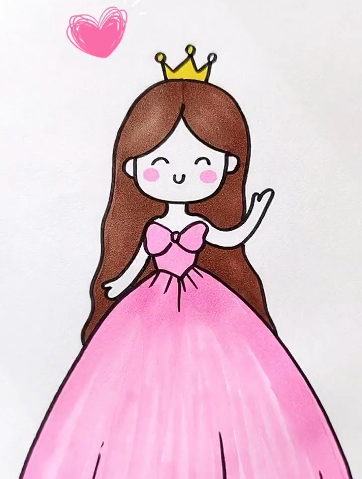 跟我一起画小公主,很简单的画法哦 简笔画 育儿简笔画