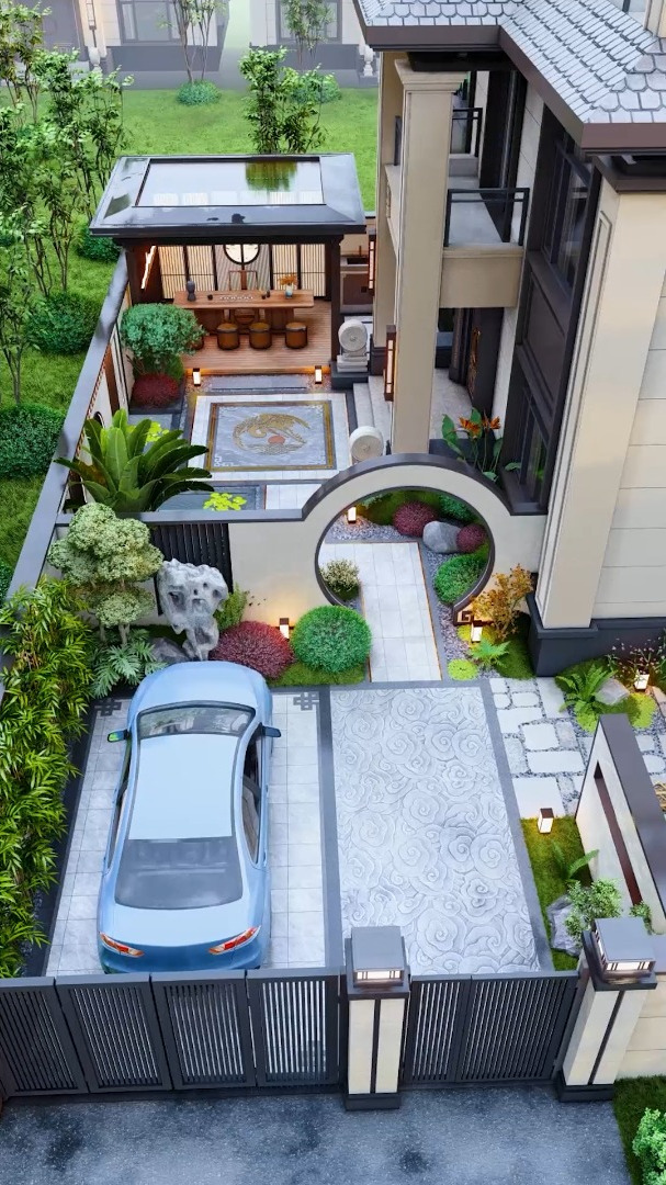 带停车位的庭院,大气典雅又舒适