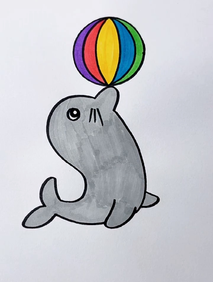 用字母s画一只表演的小海狮,画画教程-度小视