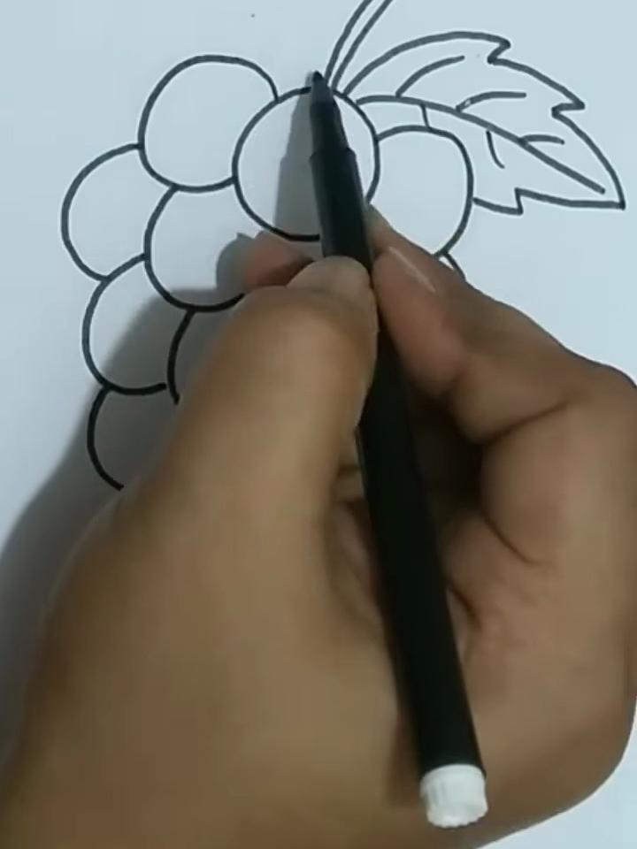 跟着视频学画画:简单画葡萄简笔画
