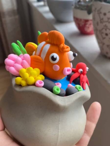 手工彩泥鱼小丑鱼 深海生物小鱼 超轻粘土做小鱼 超轻粘土手工-度小视