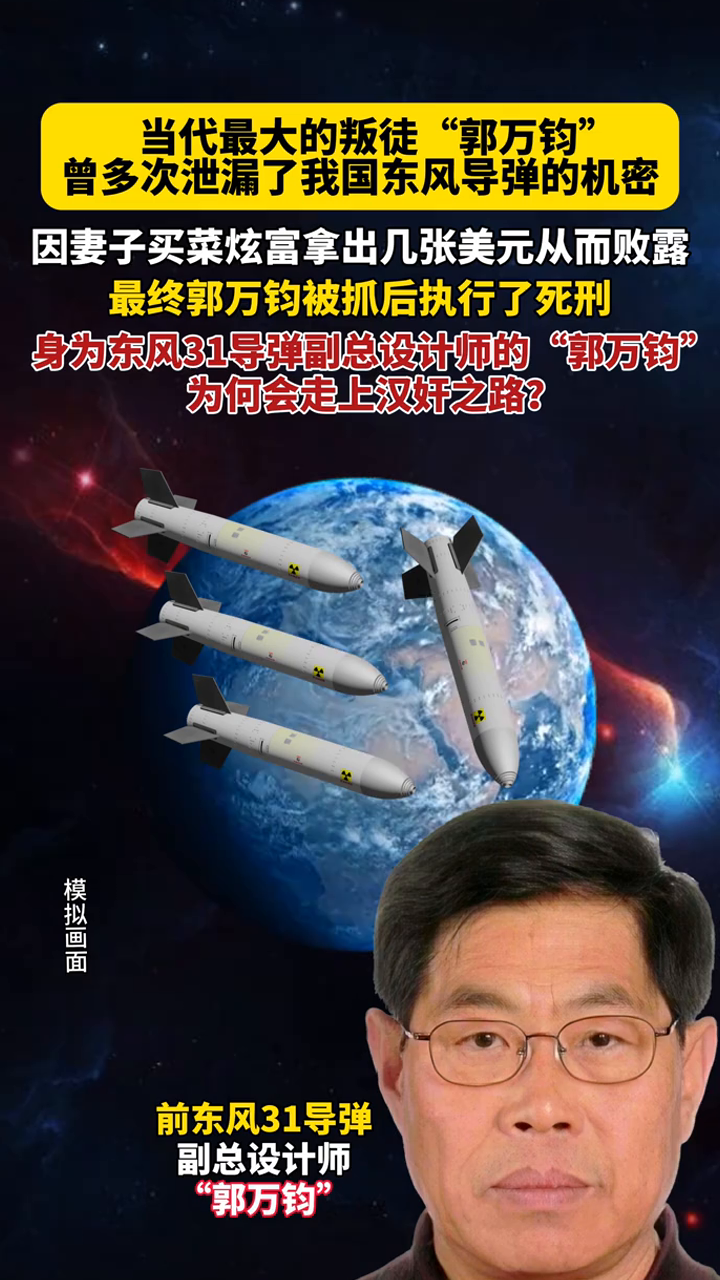 当代最大叛徒郭万钧多次泄露俄国东风导弹的机密!