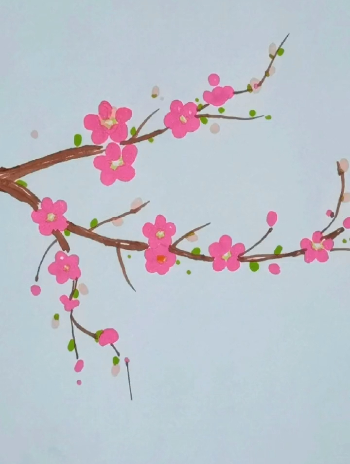 桃花朵朵开绘画图片