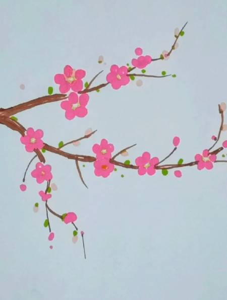 儿童简笔画教程:桃花朵朵开