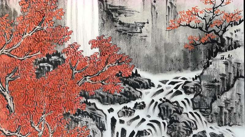 山水画技法:山石皴法、烘染法、乱石叠泉画法,文化,艺术,好看视频