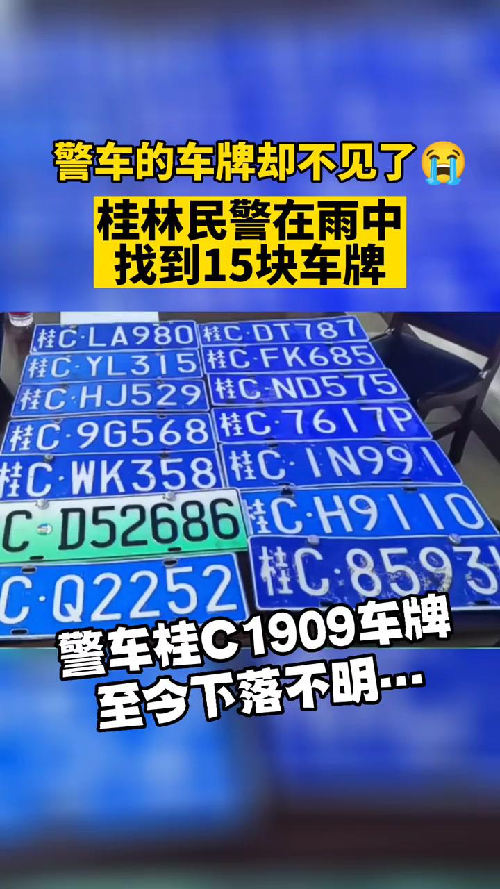 桂林民警在雨中找到15块车牌,警车的车牌却不见了……桂林 暴雨