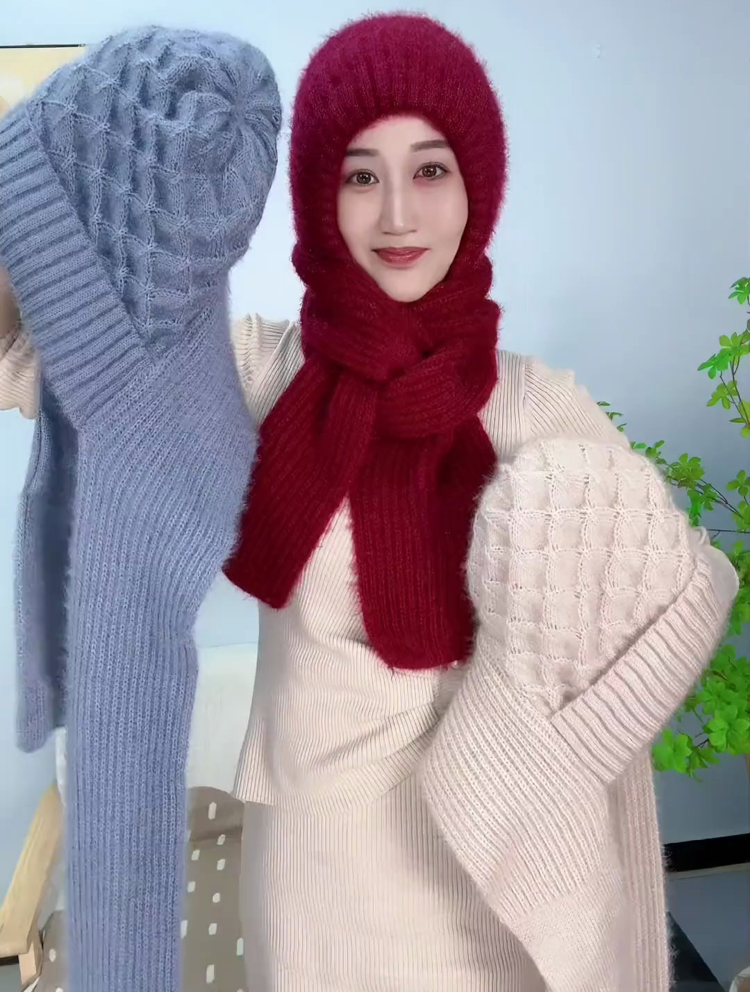 帽子围巾一体,保暖又好看