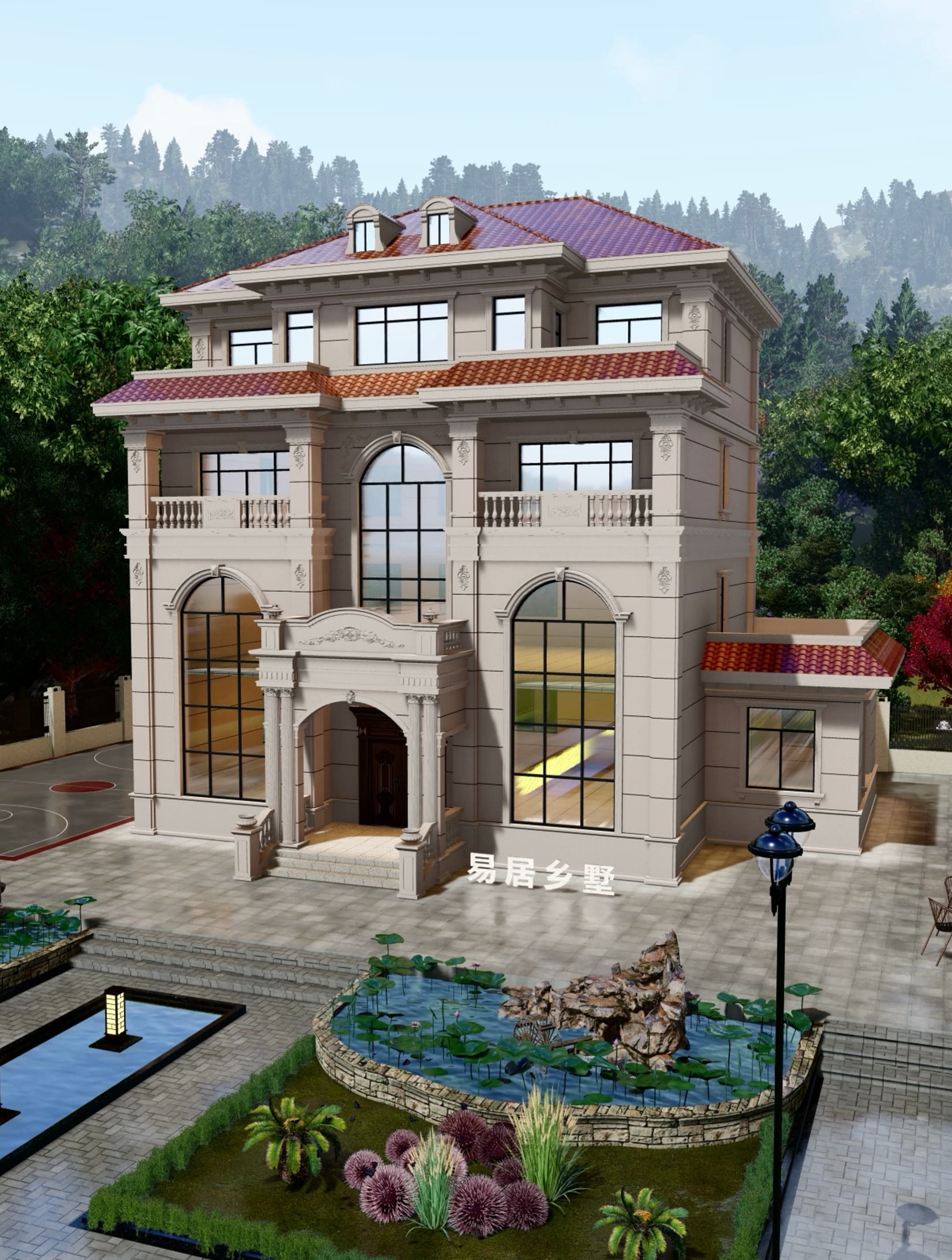 大气欧式别墅四层乡村自建房设计-度小视