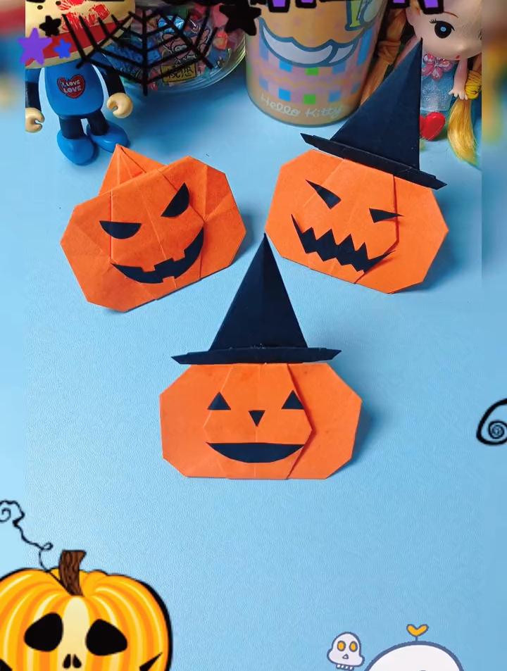 万圣节手工,南瓜灯折纸,超级简单,快和孩子一起玩.-度小视