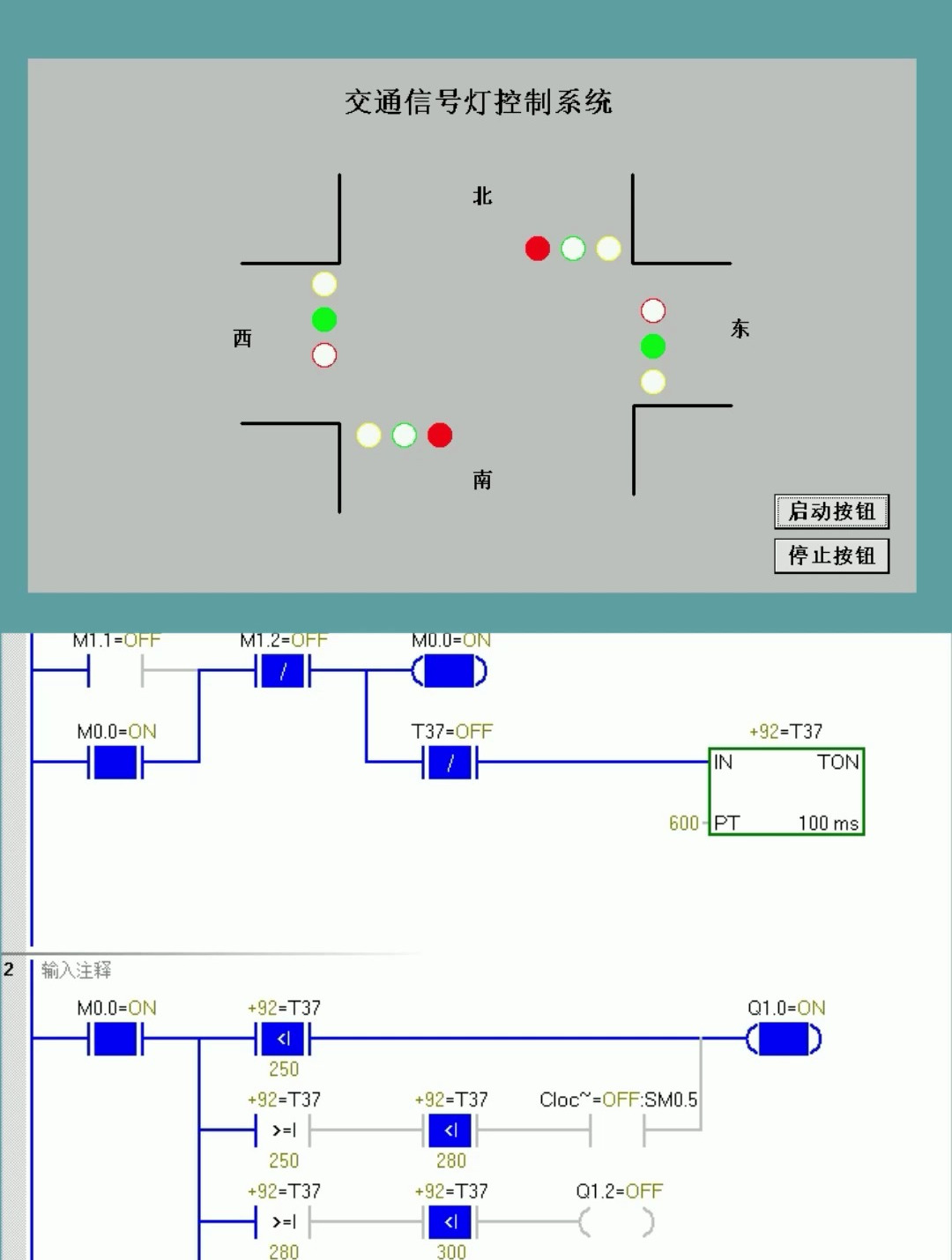 梯形图编写红绿灯控制程序