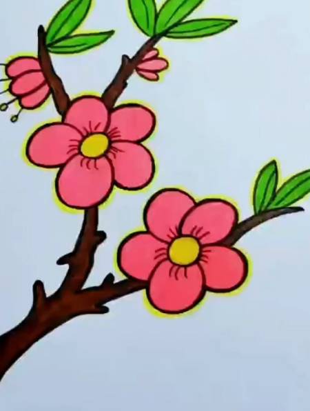 桃树画法简笔画 桃花图片
