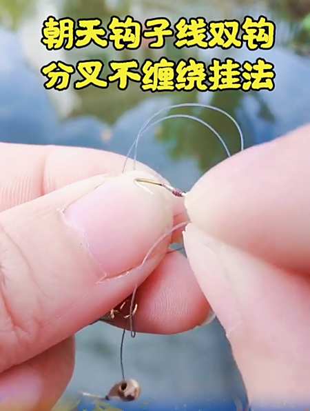 分享朝天钩子线双钩绑法,自动分叉防缠绕,简单又实用!-度小视