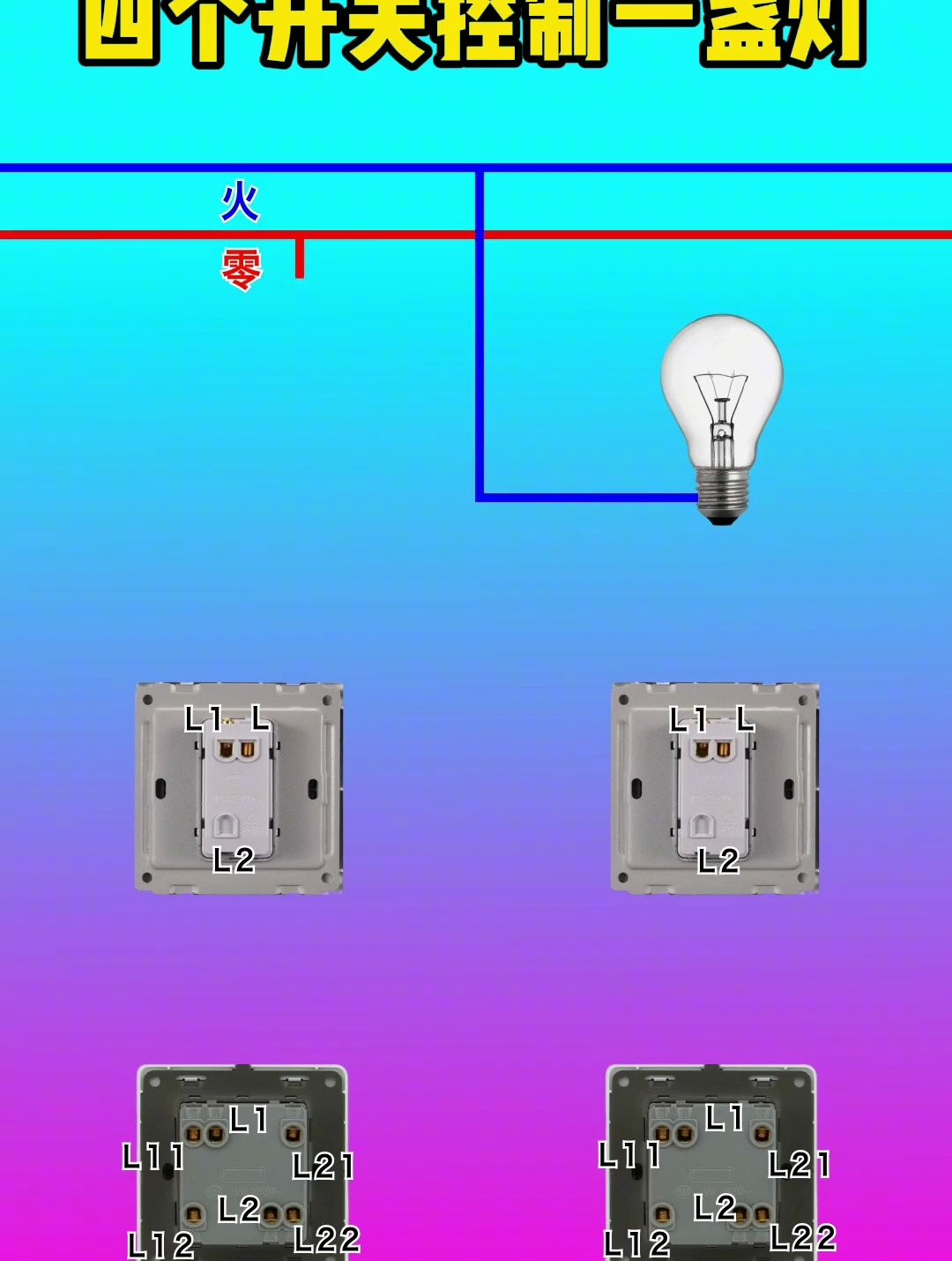 四个开关控制一盏灯图片