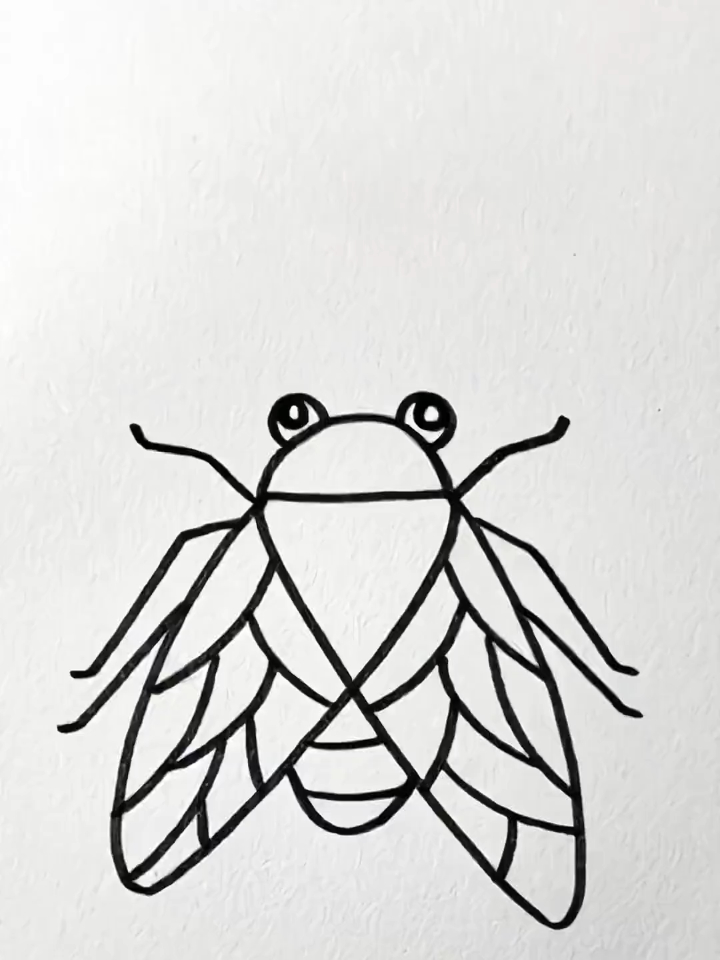 一个汉字又画知了和我组队一起画起来吧亲子简笔画