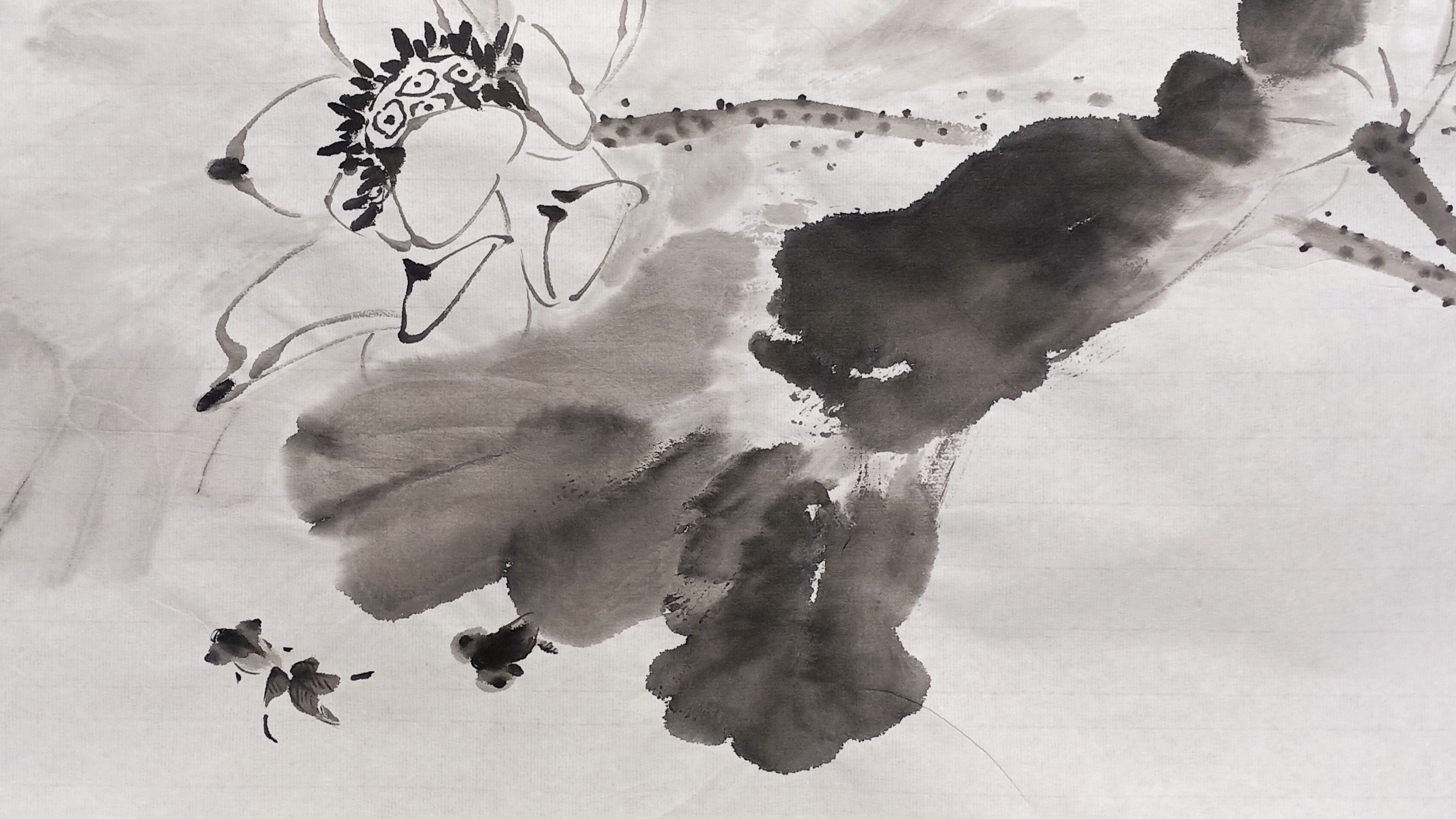 郁之水墨荷花金鱼