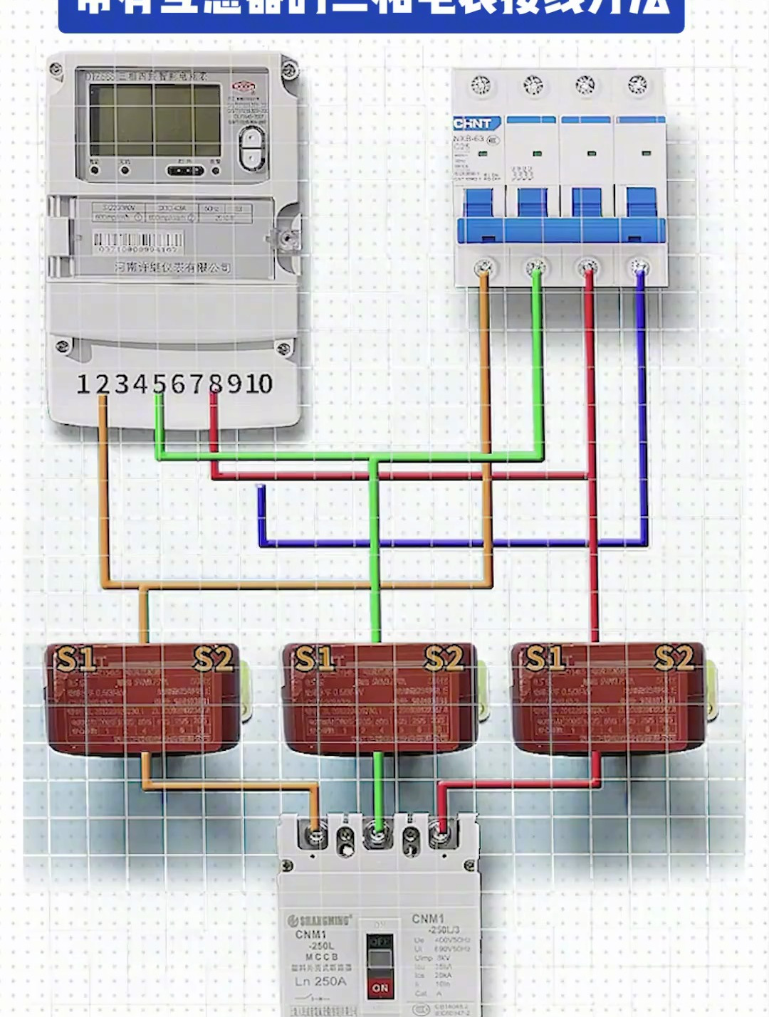 带有互感器的三相电表接线方法