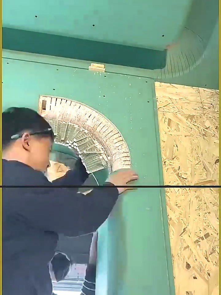 木工装修圆弧隔断,这手艺真精堪,不是老师傅真干不了