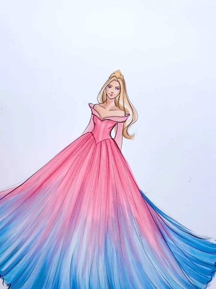 马克笔手绘 ,公主礼服