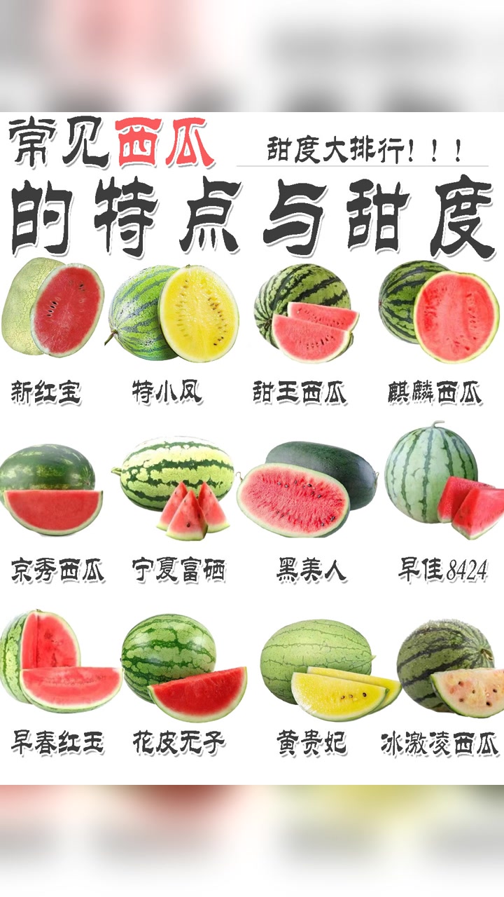 常见西瓜特点与口感|甜度排行|哪个品种最甜