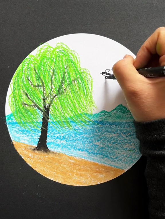 一分钟教你学画画,教你画《春天》风景