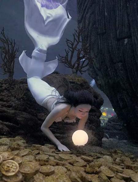 财迷鱼捡到一颗大珍珠98 美人鱼 水下摄影人鱼 自由潜水 海底世界