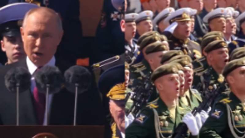 普京胜利日红场阅兵式上演讲,最后喊“为了胜利”和“乌拉”,军事,环球军事,好看视频