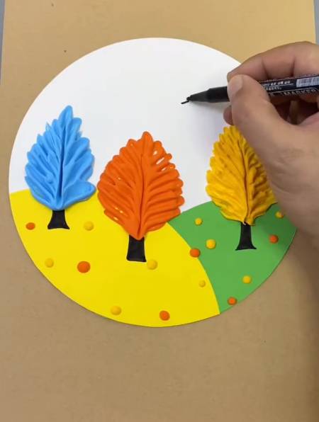 秋天来了,简单漂亮的黏土画和孩子一起来试试吧-度小视