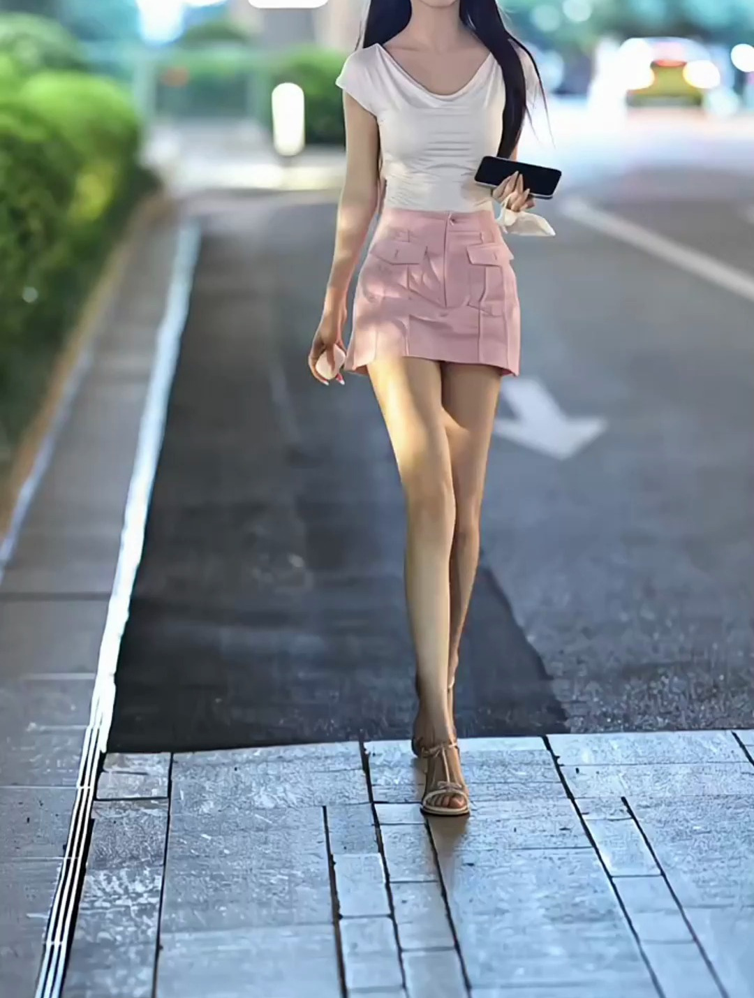 街拍美女:甜美小姐姐走在街上,好养眼