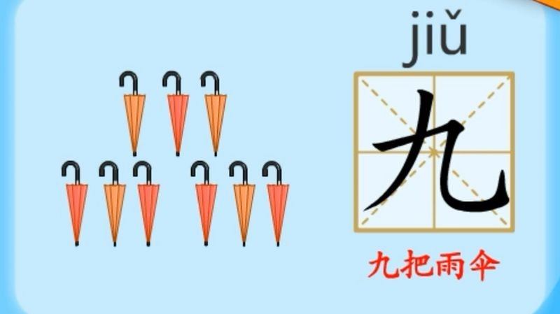 亲宝识字:学习汉字九的拼音组词笔画笔顺写法,母婴育儿,早期教育,好看视频