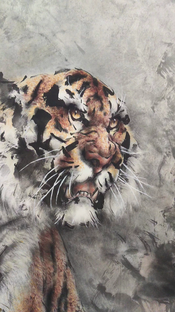 巩大川老师小写意作品《虎啸泉鸣》