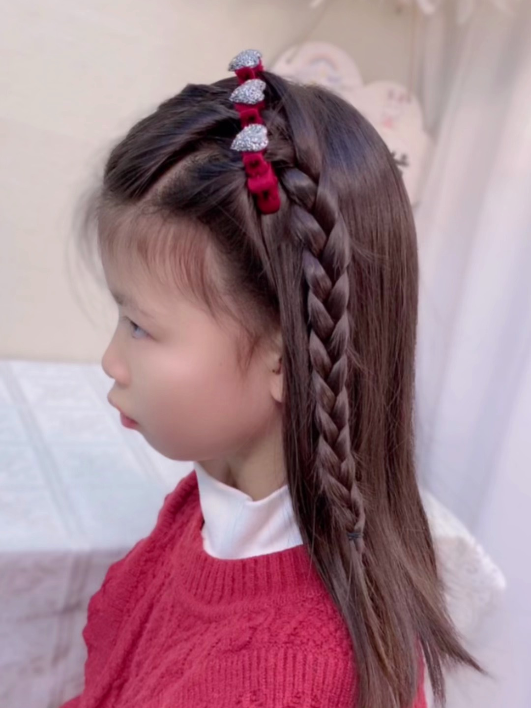 儿童短发新年发型一个刘海边夹就能搞定短发长发都能扎