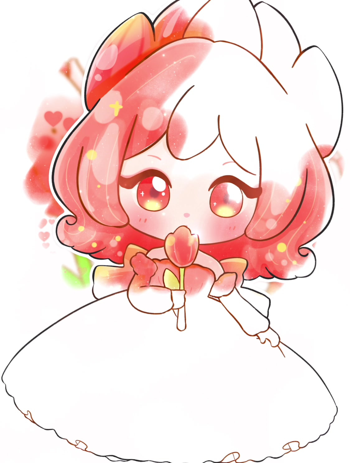 超可爱动漫公主简笔画,花朵公主简笔画,郁金香花卡通公主手绘画