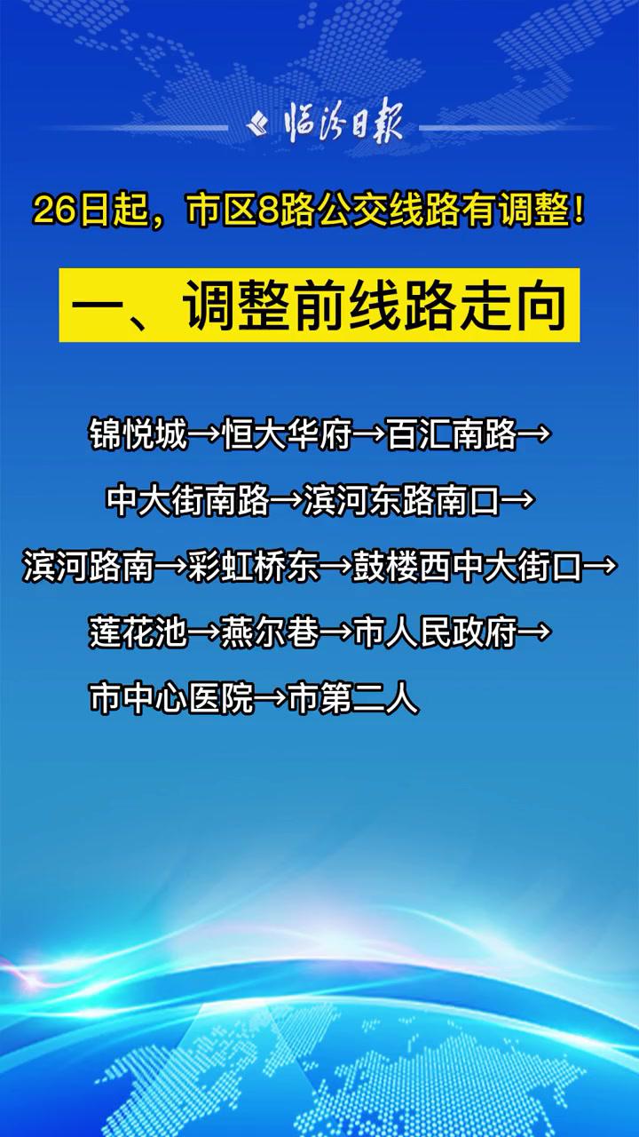 26日起市区8路公交线路有调整