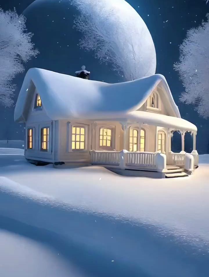 梦幻的雪中小屋 一起来住吧