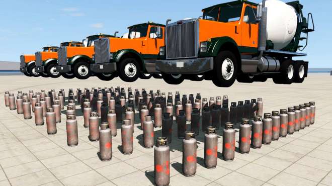 [图]BeamNG：地上放上150个液化气罐！用汽车同时引爆，场面太壮观