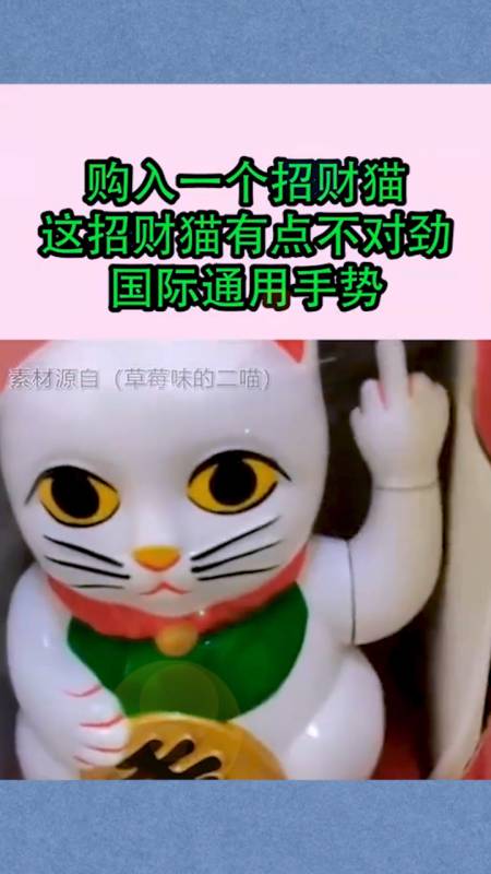 购入一个招财猫,这招财猫有点不对劲,国际通用手势-度小视