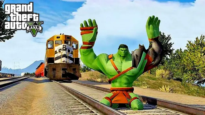 亚当熊gta5 绿巨人挑战电车能否成功阻止它 游戏 动作游戏 好看视频