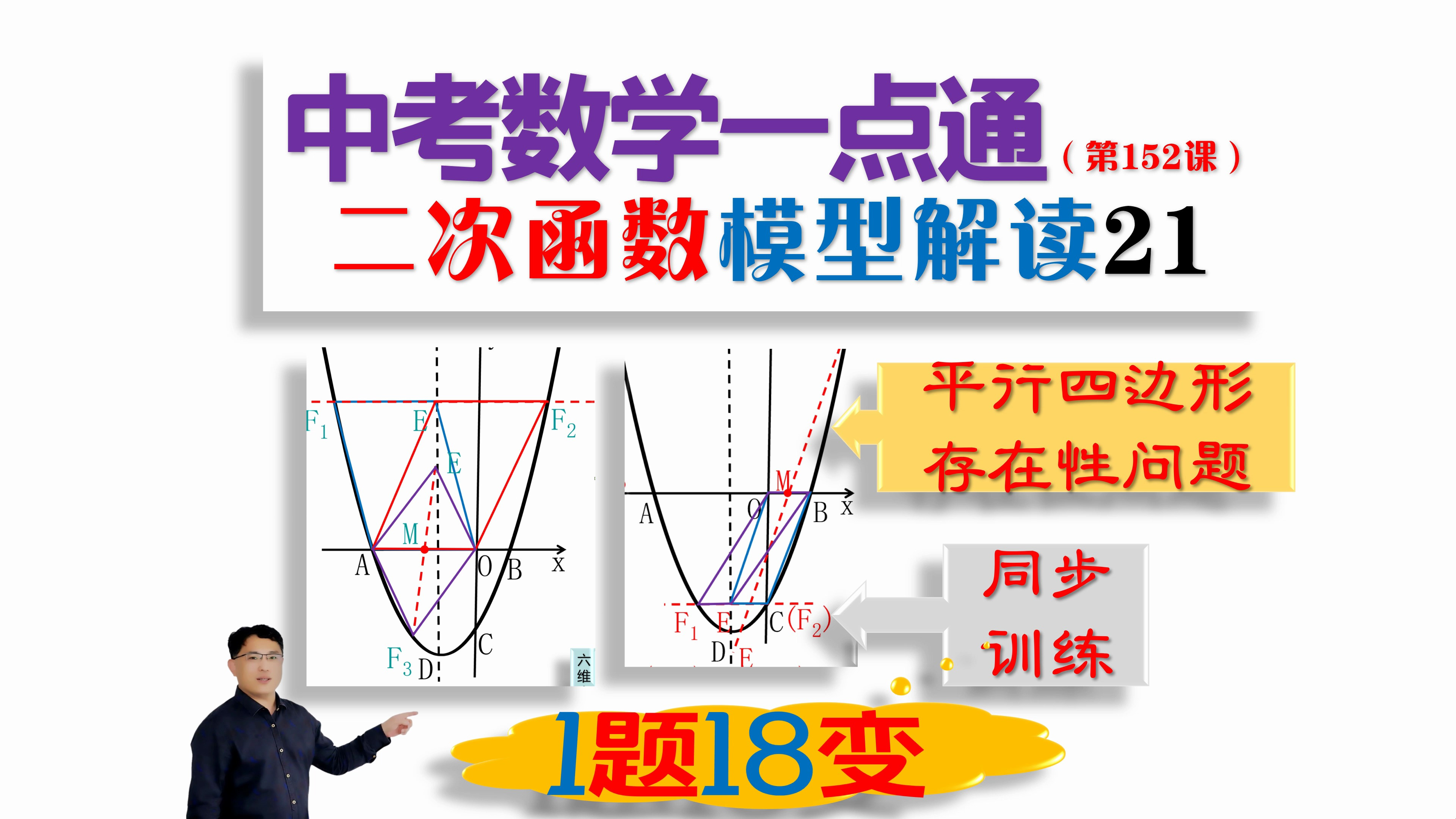 通关中考二次函数动点问题:平行四边形存在性问题,两种方法速解