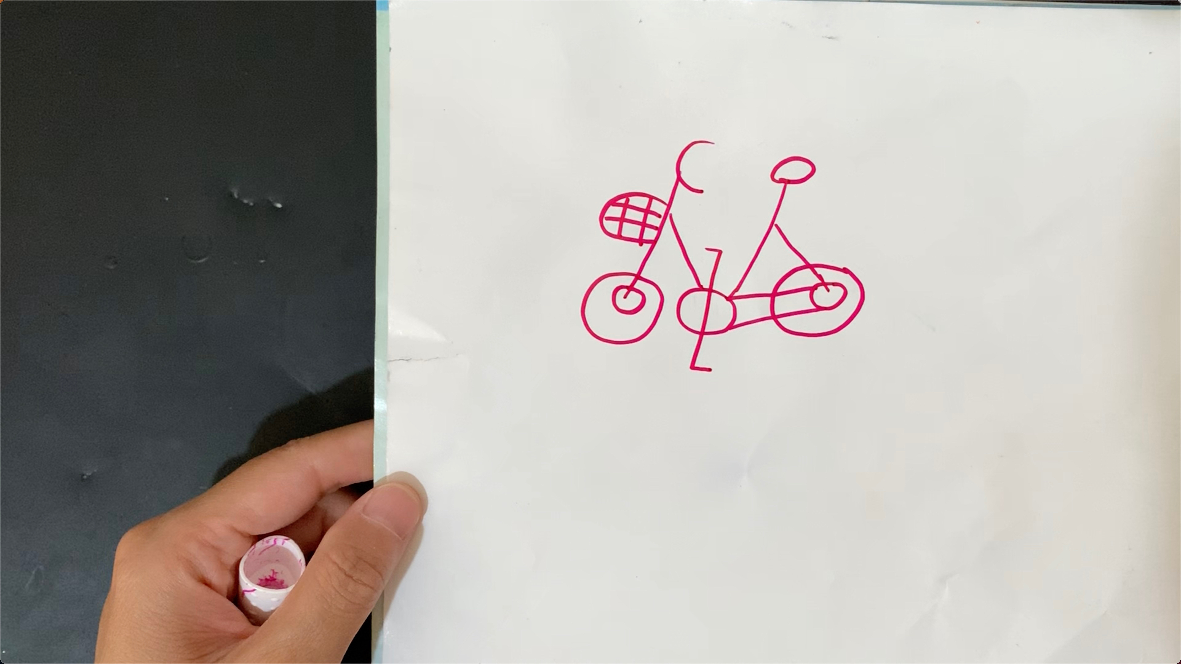 这么简单的自行车你学会了吗,简笔画,用2个人和5个圆圈学画画