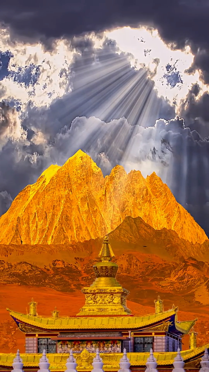 十人九不遇的日照金山.听藏族朋友说:看到这个好运就不远了!-度小视