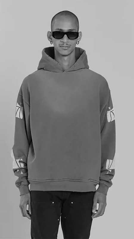 ask askyurself 破坏做旧卷轴抓绒连帽卫衣