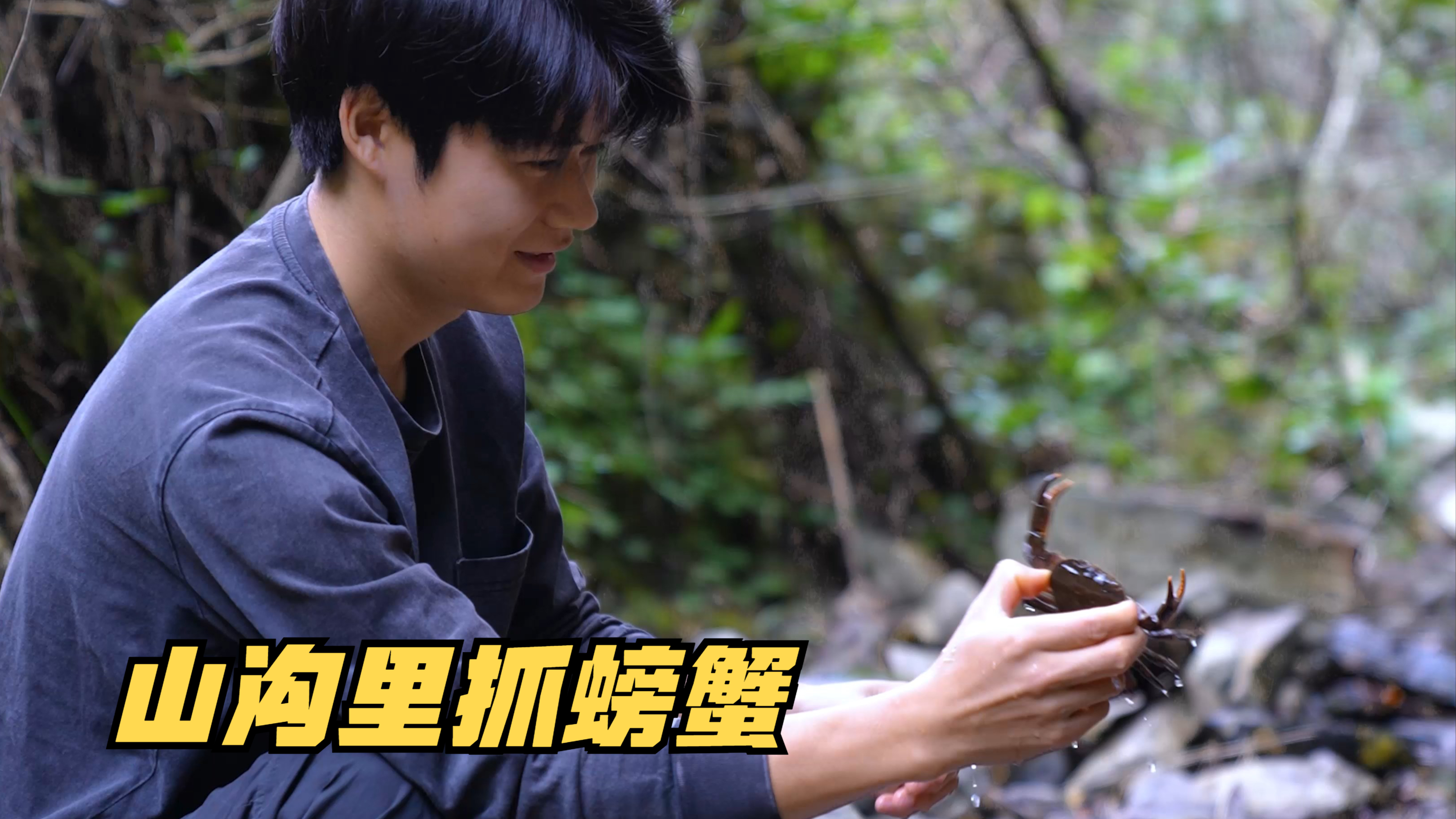 今天天气不错，和东毛去山沟里抓了好多螃蟹回来，蒸着吃，炒着吃
